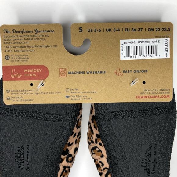DEARFOAMS Memory Foam Slippers Leopard Print No Sweat Comfort Size S 5-6 - Picture 9 of 12
